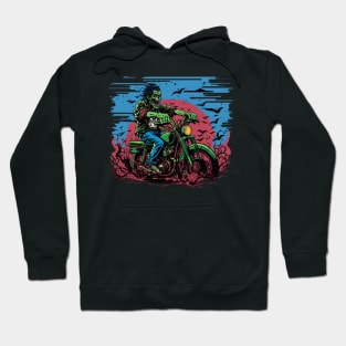 Zombie riding a motorcycle Hoodie